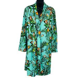 Johnny Was Tropical Print Robe - Green and Orange